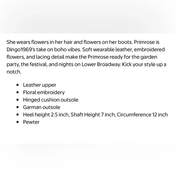 Dingo Floral Embroidered Cream Heeled Boots Sand AS IS size 7.5 - Picture 15 of 16